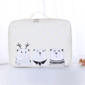 Cartoon polar bear print travel organizer bag in cream white with dual zippers - Three Bears