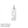 Antique silver finish Hope pendant charm in stainless steel measuring 19x7mm - Hope Letter Style (HZNP011)