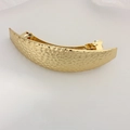 Elegant gold metal hair clip with hammered texture finish and spring clamp design - Gold Hammered Oval Clip