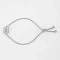 Adjustable silver titanium steel box chain bracelet featuring a polished letter S charm - Letter S / Steel