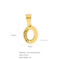 Pendentif lettre O en acier doré 18K avec zircons pour création de bijoux DIY - Lettre O