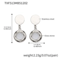 Silver stainless steel huggie hoop earrings with clear round glass stone inlay - Earrings Only / Steel-White