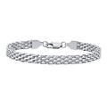 Pulsera plateada de malla tejida de acero inoxidable con cierre de langosta - Acero-Ancho 6mm Longitud 17cm