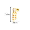 Golden stainless steel bow heart stud earring with zircon chains and size markings - Gold Round Tassel (2622-4# Gold)