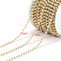 Gold stainless steel beaded chain with white enamel beads in 2mm and 3mm sizes - White Enamel 3mm Beads-Gold
