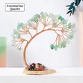 Handcrafted Green Aventurine crystal tree of life ornament with natural agate base - Green Aventurine Phoenix Tail Tree