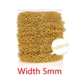 5mm gold stainless steel rolo chain roll for DIY jewelry making accessories - 5mm / Gold