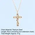 Gold-plated cross necklace with geometric zirconia crystals on a 45cm steel chain - Cross No.48 Gold (A1324)