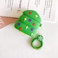 Coque AirPods sapin de Noël 3D en silicone verte avec anneau Merry Christmas - Noël arbre