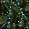 Blue electroplated 2.7m Christmas tree bead chain with faceted geometric texture decor - 2.7M Blue Bead Chain Style A