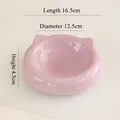 Pink cat-ear shaped ceramic pet bowl with dimensions 16.5x12.5x4.5cm for cats and dogs - Light Pink