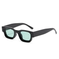 Chunky black square sunglasses with light green polarized lenses in a retro punk style - Glossy Black Ocean Green Polarized