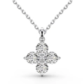 Sparkling S925 sterling silver four-leaf clover pendant necklace with zircon stones - White