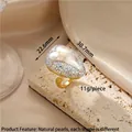 Vintage gold teardrop ring featuring a large natural pearl and colorful crystal halo - K-0618 Natural Irregular Pearl Ring
