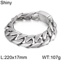 Gepolijste zilveren Cubaanse schakelarmband voor heren, breedte 17mm en lengte 220mm - Zilver Gepolijste Stijl (KB43748-D)