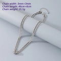 Silver double layer rope chain necklace made of durable stainless steel with lobster clasp - 3mm Width-46cm+6cm Length (21.5g) / Silver