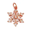 Rose gold snowflake pendant charm with cubic zirconia stones for DIY jewelry making - M841704r