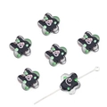 DIY flower glass beads in black and green with pink swirl pattern for jewelry making - Black