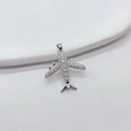 Elegante zilveren 3D-vliegtuighanger met sprankelende kristallen aan een ketting - Stijl B Zilver