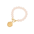 Golden starfish and scallop pendant necklace with white pearls and a toggle clasp - 6# Scallop Bracelet