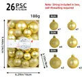 Set di 26 palline di Natale oro da 4/5/6 cm con finiture lucide, opache e glitterate - Stile Oro