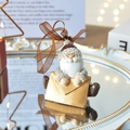 Vintage resin Santa ornament with gold envelope and brown ribbon for Christmas tree - Letter Santa Claus