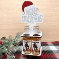 Mini porta bottiglia in legno bianco con incisione natalizia e cappello rosso - Buon Natale (2 slot) / Bianco