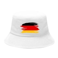 White cotton bucket hat with artistic Germany flag print for sun protection and outdoor style - M / 7# Paintbrush Flag - White