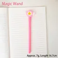 Pink magic wand cartoon gel pen for students, smooth writing, 16.7cm length and 7g weight - Star Wings