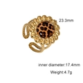 Dettaglio dell'anello leopardato vintage da 23,3 mm con fascia a treccia e misura regolabile - Stile Leopardato Forma Girasole (JR1093-GL)