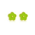 Orecchini a fiore in argento sterling S925 con smalto verde brillante e oro - Argento 925 / Verde