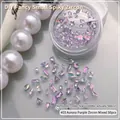 Mélange de breloques à ongles en zircon violet aurore en forme de cœur et d'étoile - Zircon à Revêtement Violet Aurora Dégradé Bleu
