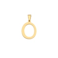Polished 18K gold plated stainless steel capital letter O pendant with bail - Letter O