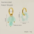Orecchini in acciaio inossidabile placcati oro 18k con ciondoli in pietra naturale - Stile Asimmetrico in Pietra Naturale Verde (983) / Oro