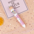 Pink multi-color retractable ballpoint pen with cute cartoon pig silicone topper - Pink Pen Pig Sprout