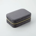 Portable dark grey velvet jewelry box with gold zipper for rings and earrings - Gray