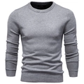 Schmal geschnittener Herrenstrickpullover in klassischem Grau mit Rippbündchen am Saum - S / Hellgrau