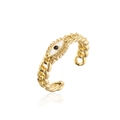 Nahaufnahme des Evil Eye Rings mit gedrehter Textur und verstellbarem offenem Band - Einstellbar Offen / Geflochtene Textur (12619)