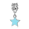Silver butterfly pendant with blue enamel star charm detail for DIY jewelry making - Butterfly Blue Star