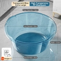 Grande bassine bébé bleue transparente en plastique PP durable, diamètre de 56 cm - XXL + Support de Crochet / Bleu Transparent