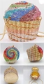 Sparkling cupcake clutch bag with rainbow crystals and golden chain strap - Sky Blue Colorful
