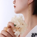 Elegantes pendientes de borla bañados en oro de 18k con anillos multicapa para mujer - Pendientes de borla de corazón / Dorado