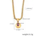 18k gold plated titanium steel necklace with a purple zircon pendant and snake chain - Gold February Purple Zircon