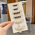 6-piece gold brooch pin set featuring elegant black beads and white hanging pearls - AnGe Six Piece Set