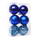 Set di 6 palline di Natale blu in stili lucidi opachi e glitterati traforati - Blu Reale (traforato) / 6 Cm 6 Pezzi