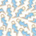 Golden alloy lightning bolt charms with light blue enamel finish for DIY jewelry - Blue