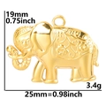 Detalle del colgante de elefante dorado con medidas de 25 mm de largo y 19 mm de alto - Solo colgante / Dorado