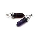 Natural purple amethyst hexagonal column stone pendant with silver metal bail - Purple Crystal