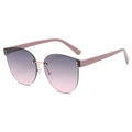 Frameless oversized cat-eye sunglasses with purple to pink gradient lenses and metal dots - Pink Frame/Grey-Pink Gradient