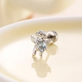 Clou d'oreille ange en argent avec zircon coeur bleu et fermoir à vis en acier - Bleu Clair (A227-3#)